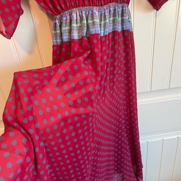 Vintage Diane Freis clover print cottagecore plaid midi dress medium - Picture 10 of 11